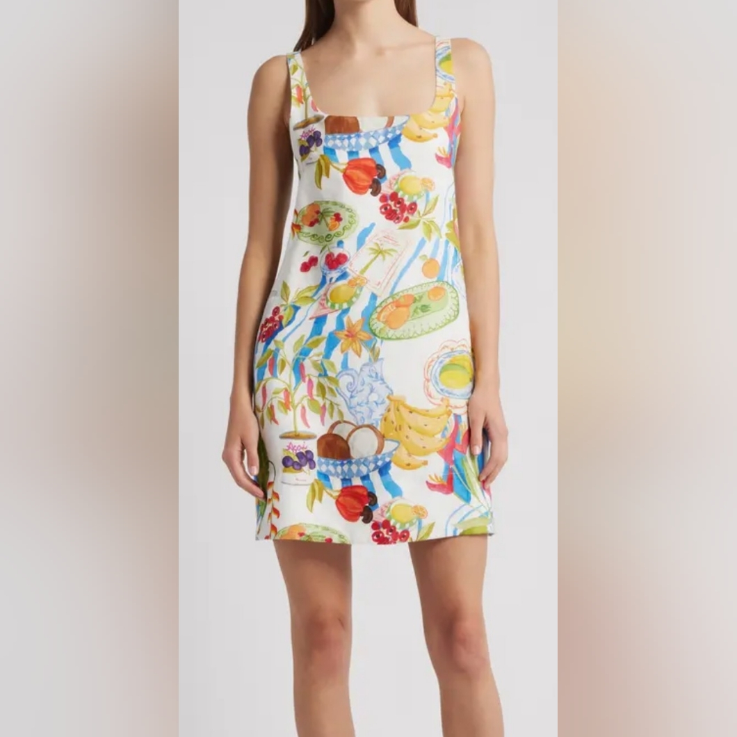 Nwt - Farm Rio Fresh Table Linen Mini Dress Large